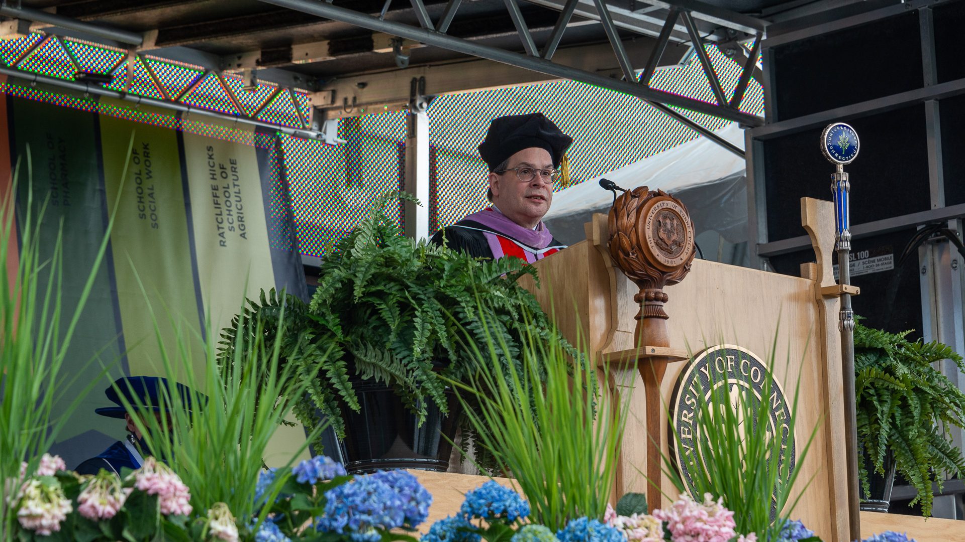 Students from the UConn Schools of Medicine and Dental Medicine and the UConn Graduate School attended the commencement of the Class of 2021, marking the 50th graduating class of medical and dental students, on May 8, 2021. (Tina Encarnacion/UConn Health)