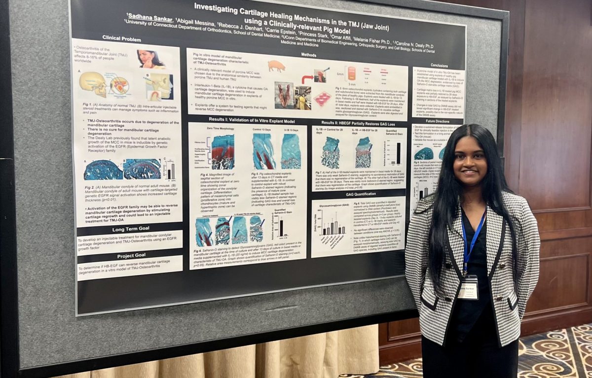 student presents research